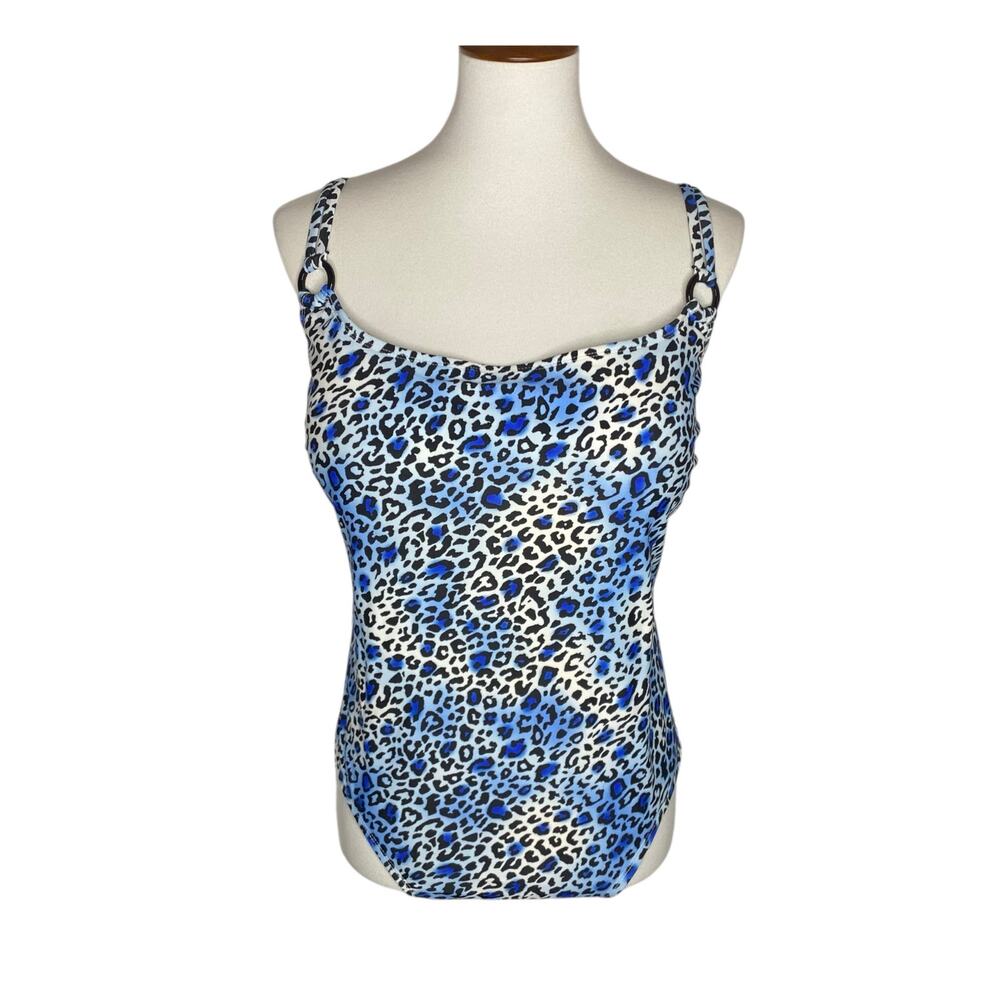 Catalina One Piece Swimsuit 3X 22W 24W Blue Leopard Animal Print Retro Pinup